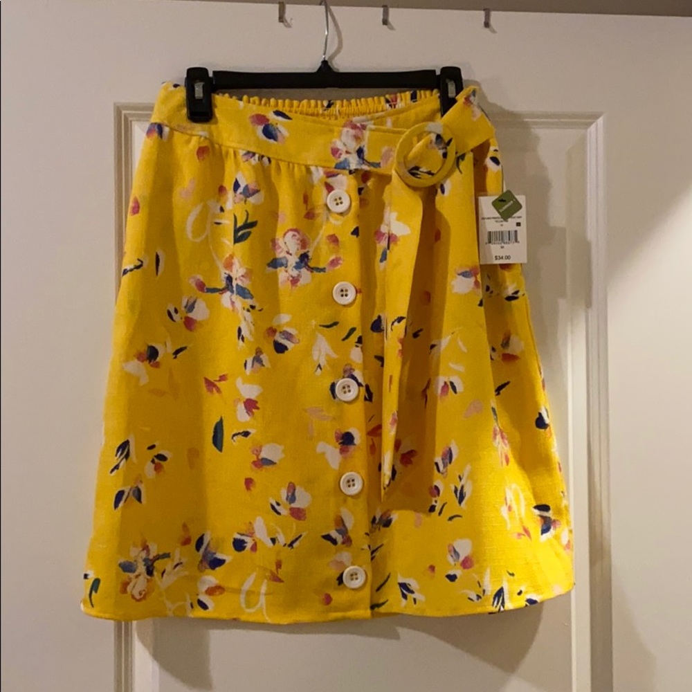 Textured Printed Button Front Skirt